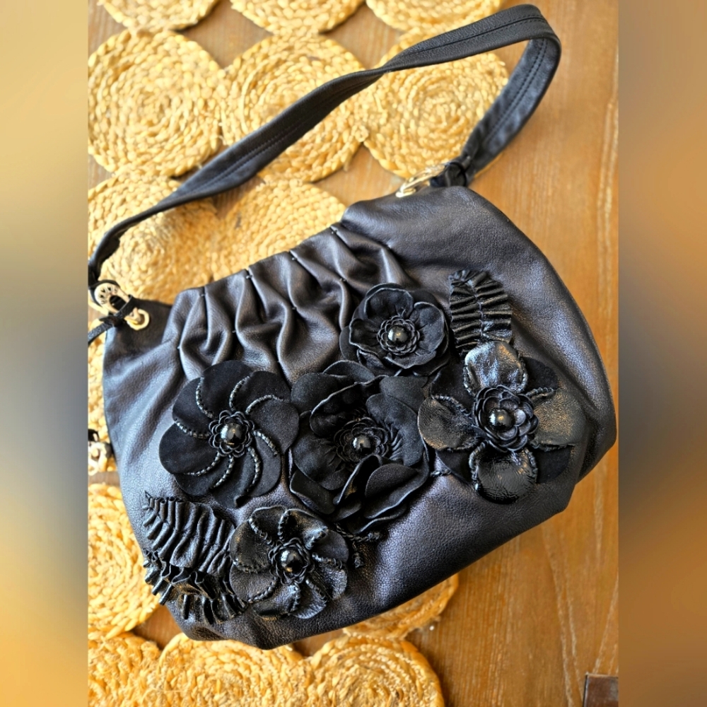 Brighton Floral Black Leather Purse